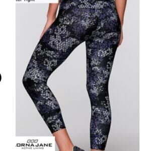 Lorna Jane Crusher Core Ankle Biter Legging Black Purple Crusher Print XS 0-2